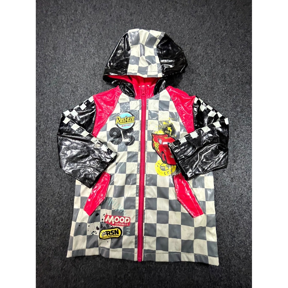 Disney Pixar Cars Lightning McQueen Jacket Kids Size 2 Multi Hooded Full Zip